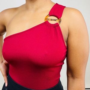 EXPRESS Asymmetrical Burgundy Top